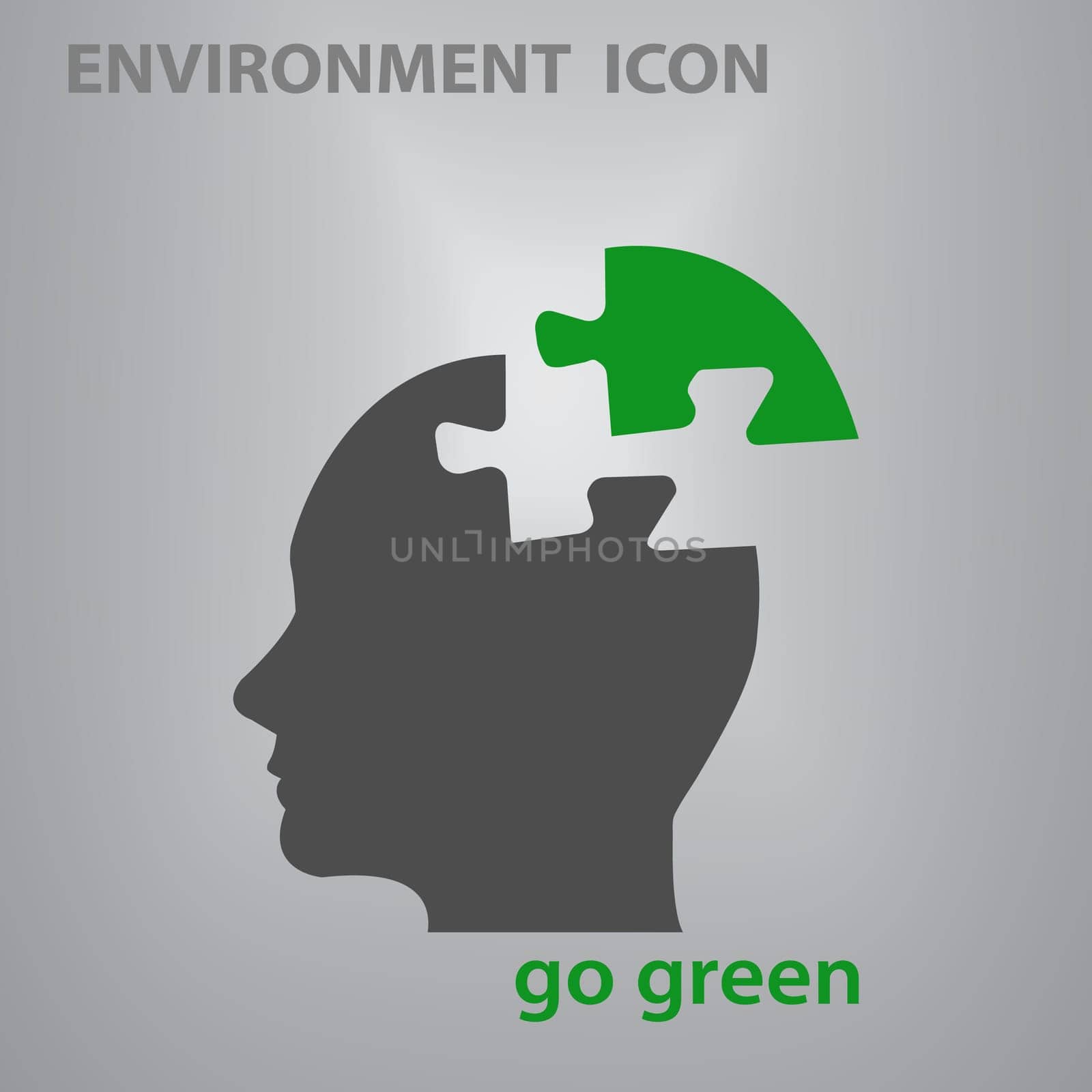 Silhouette of the head of man showing ecological go green concept