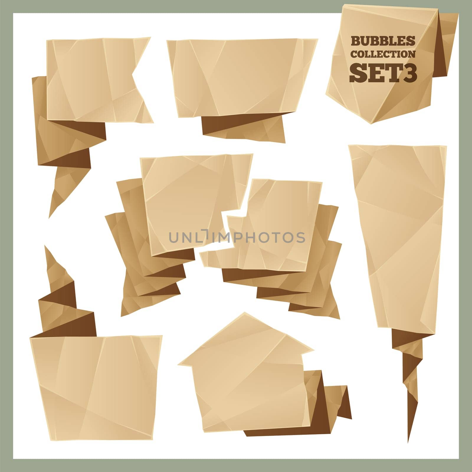 Crumpled Paper Speech Bubbles Collection Set3. In the EPS file, each element is grouped separately. Clipping paths included in additional jpg format.