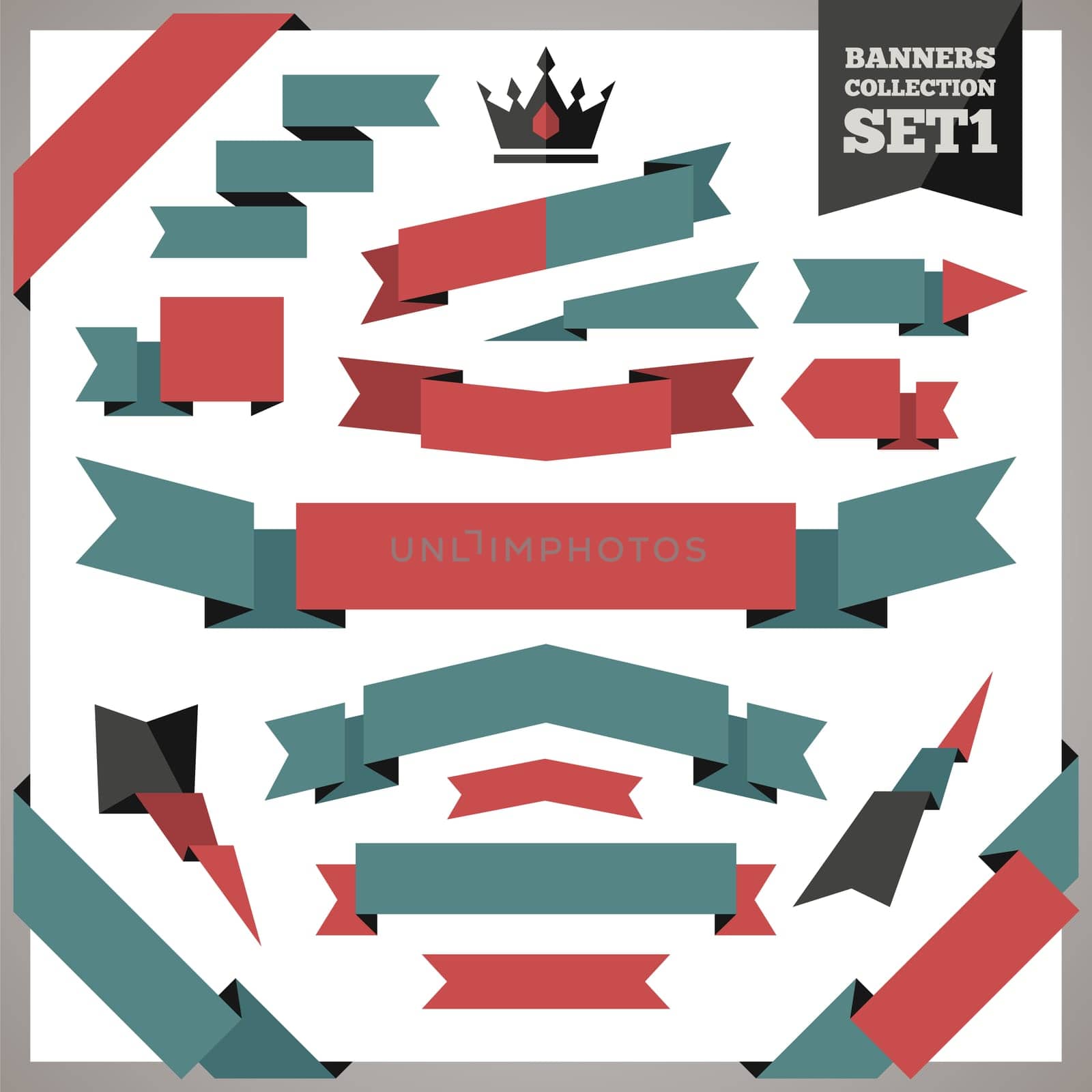 Ribbon Banners Collection Set1. In the EPS file, each element is grouped separately. Clipping paths included in additional jpg format.