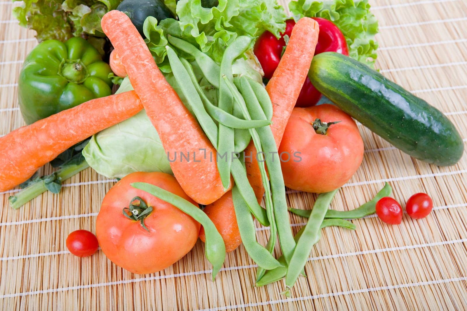 Fresh vegetables on wooden table