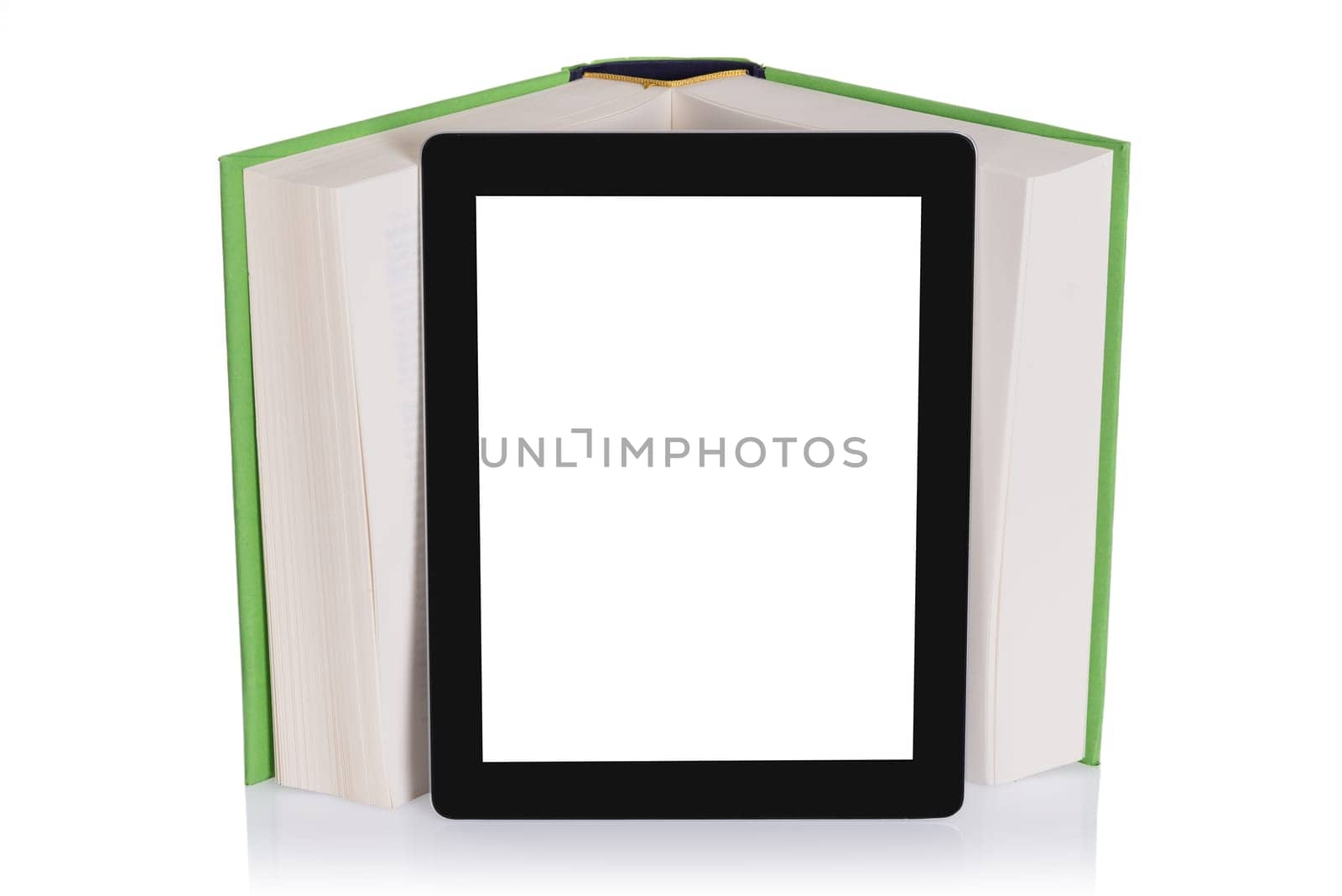 Education with tablet. Isolated on white background
