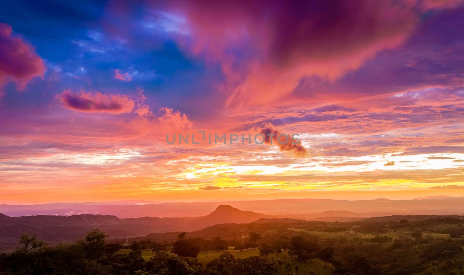 Dramatic sunset in Santa Rosa National Park in Costa Rica