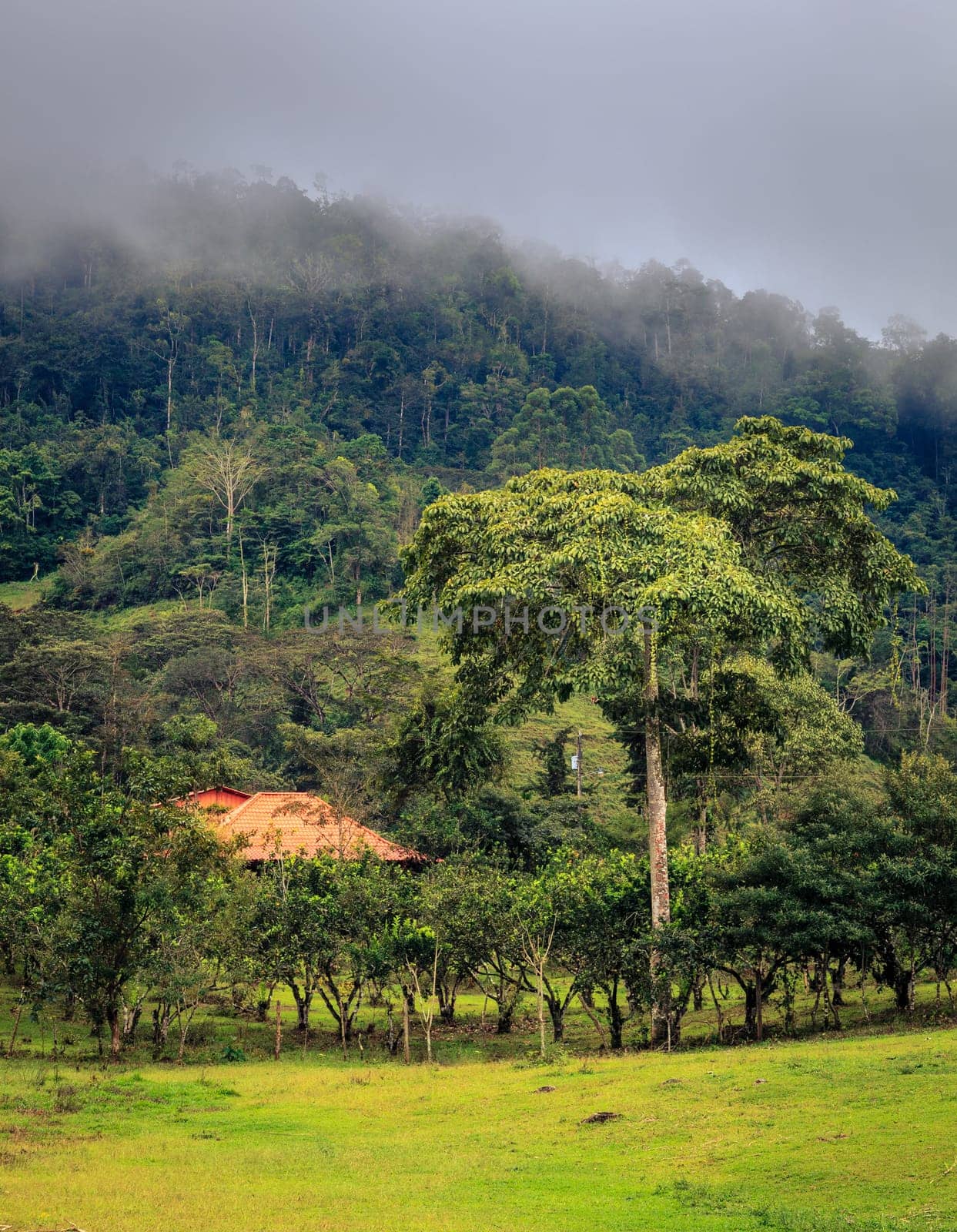 Farm house at the foot of a hill in central Costa Rica