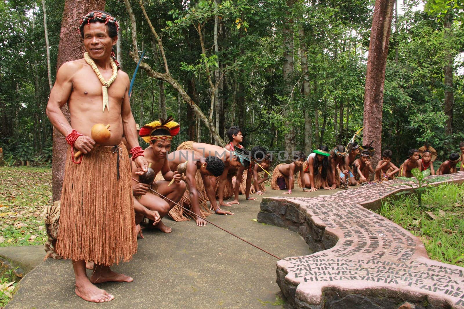 porto seguro, bahia / brazil - october 20, 2012: Indians of the Pataxo etina are seen in the Monte Pascoal National Park in Porto Seguro.