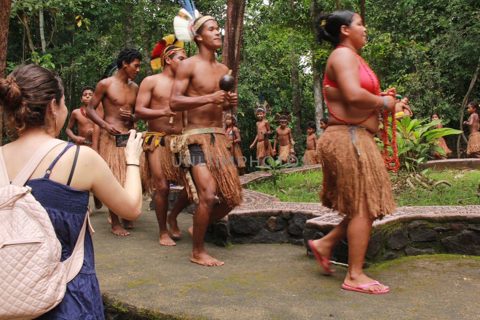 porto seguro, bahia / brazil - october 20, 2012: Indians of the Pataxo etina are seen in the Monte Pascoal National Park in Porto Seguro.