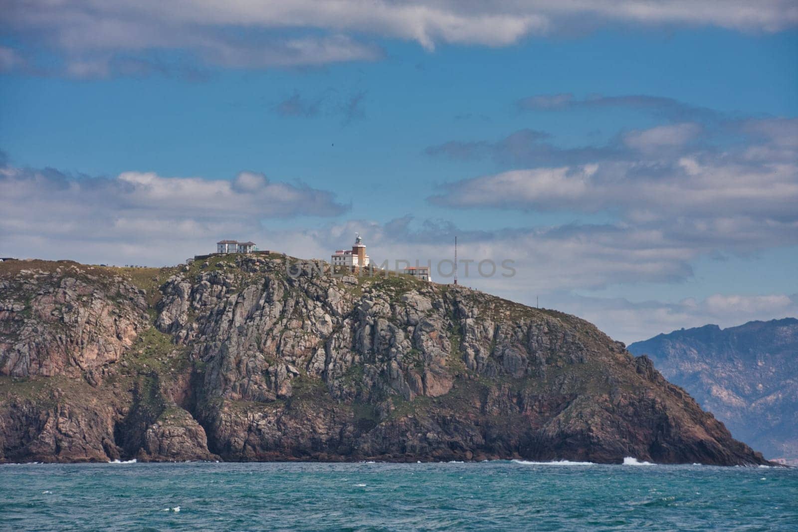 Cabo Fisterra seen from the sea.