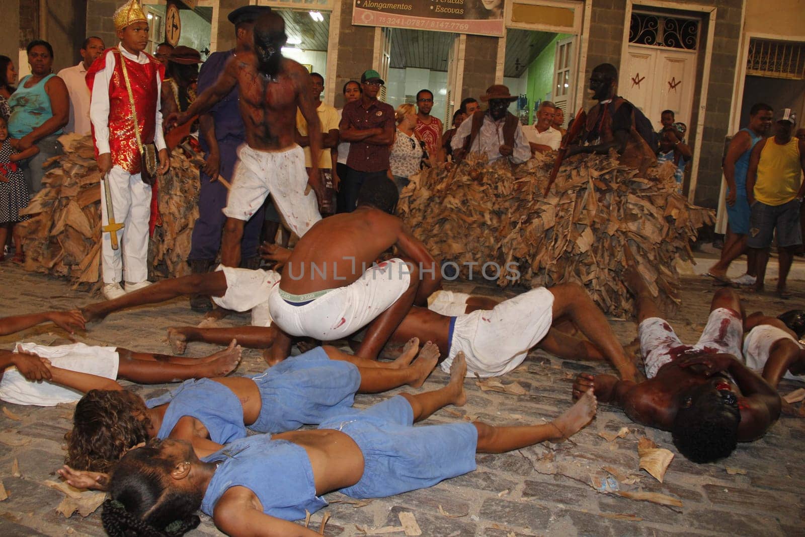 santo amaro, bahia / brazil - january 25, 2013: cultural group performs folklore game  "Nego Fugido"", where slaves escape from prison and are captured."