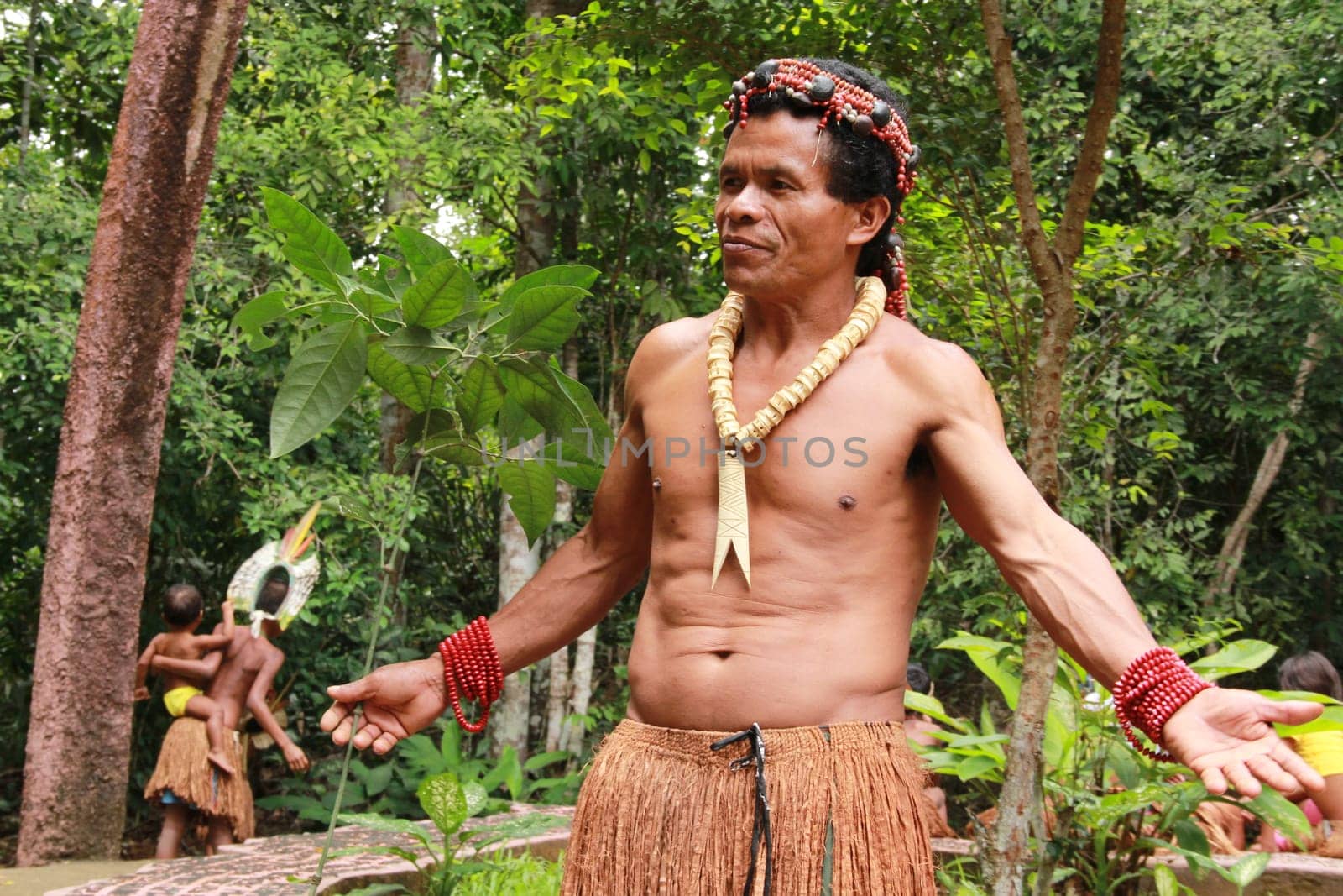 porto seguro, bahia / brazil - october 20, 2012: Indians of the Pataxo etina are seen in the Monte Pascoal National Park in Porto Seguro.