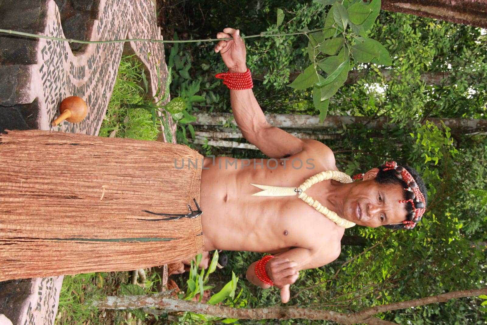 porto seguro, bahia / brazil - october 20, 2012: Indians of the Pataxo etina are seen in the Monte Pascoal National Park in Porto Seguro.