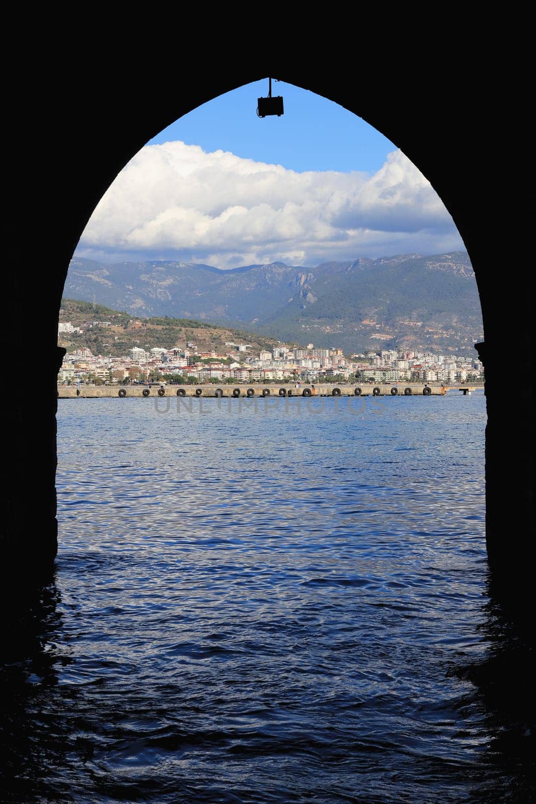 View on Alanya city from Ancient Bedesten Alanya fortress waterline.