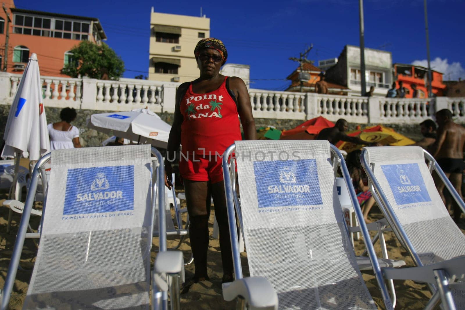 salvador, bahia / brazil - april 22, 2014: People are seen at Porto da Barra beach in Salvador city.