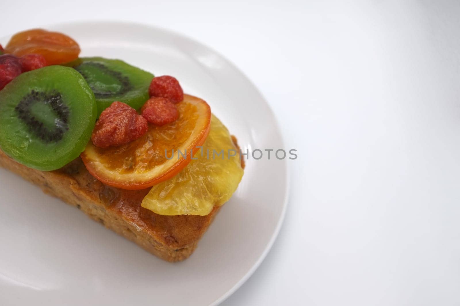 Fruits cake isolated on white background