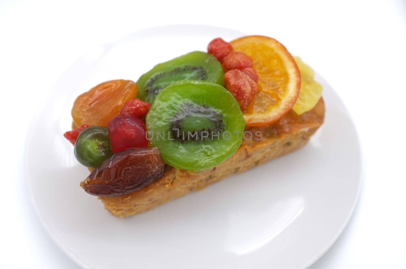 Fruits cake isolated on white background
