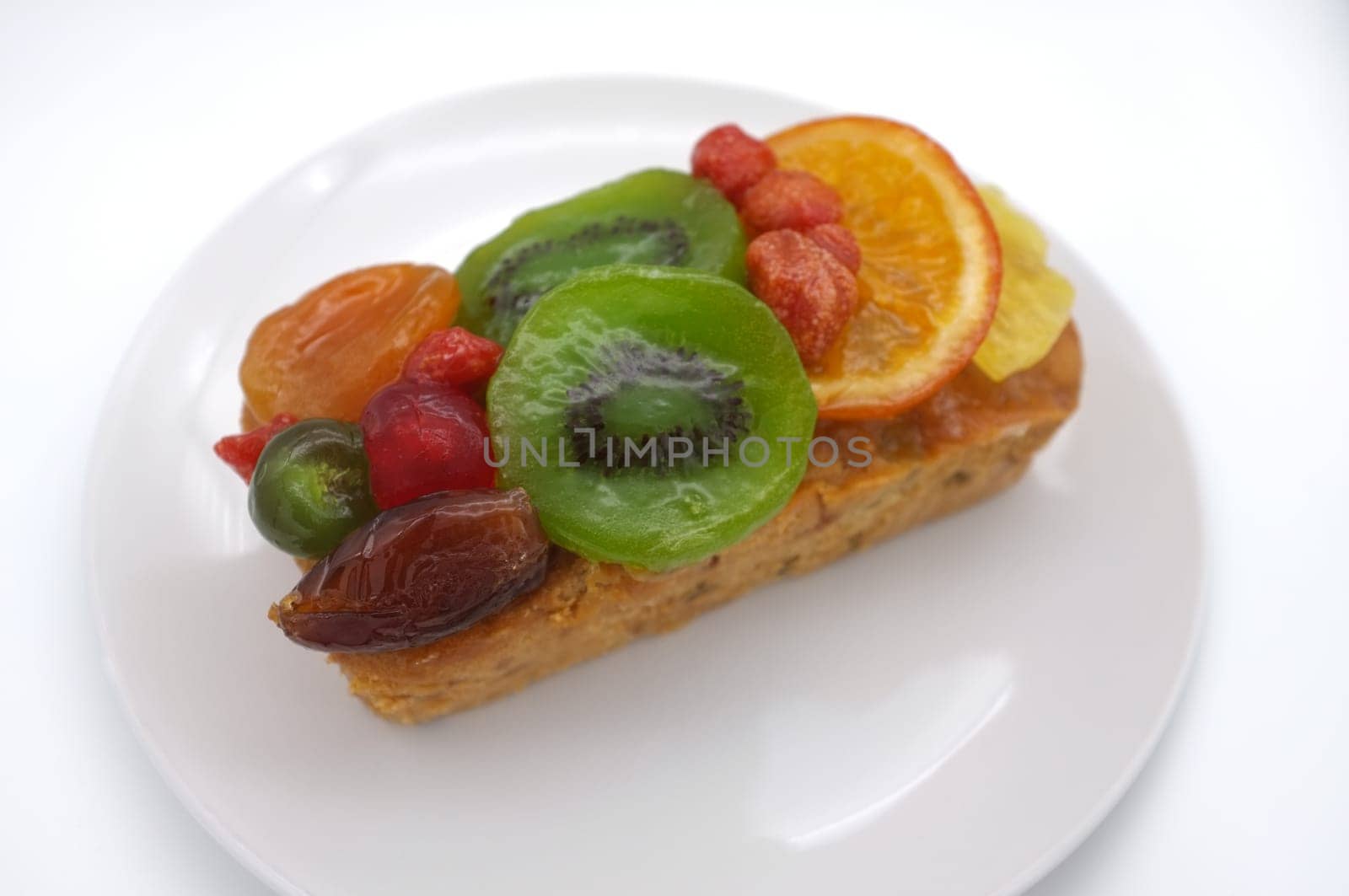 Fruits cake isolated on white background