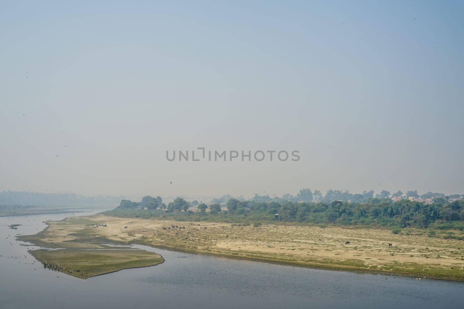 Of India, Agra Yamuna river and the riverbed. Shooting Location: India