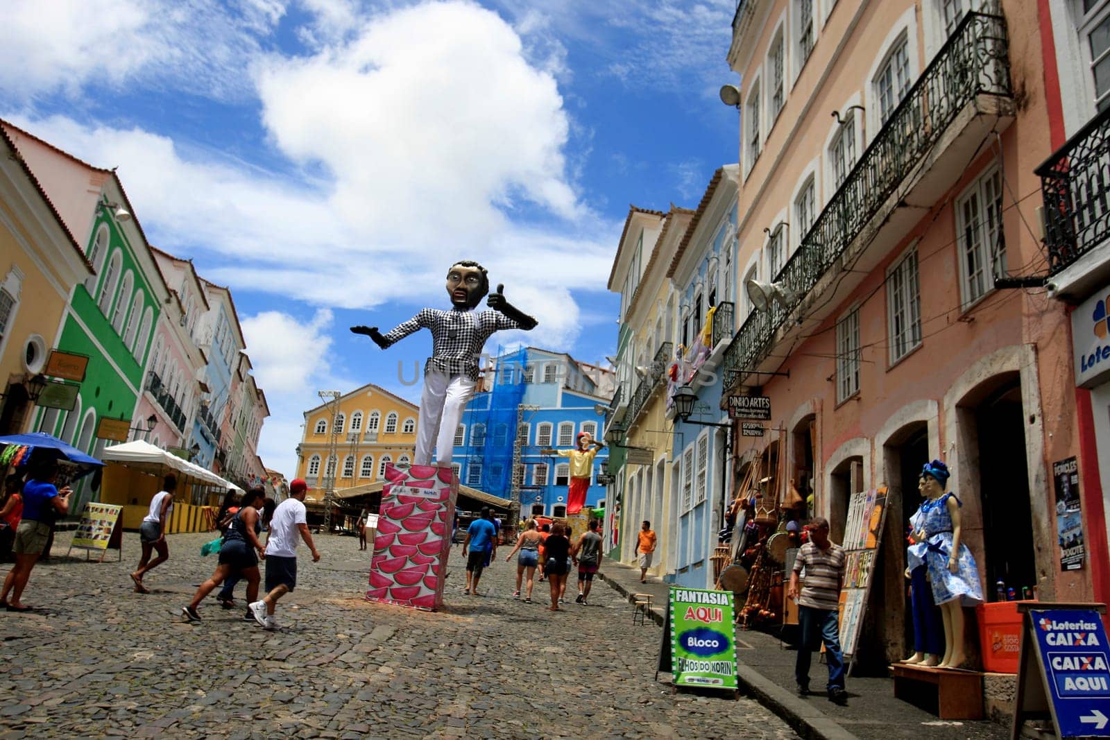 salvador, bahia / brazil - february 22, 2017: view of the Pelourinho decorated for the Carvnaval festivities in the city of Salvador.