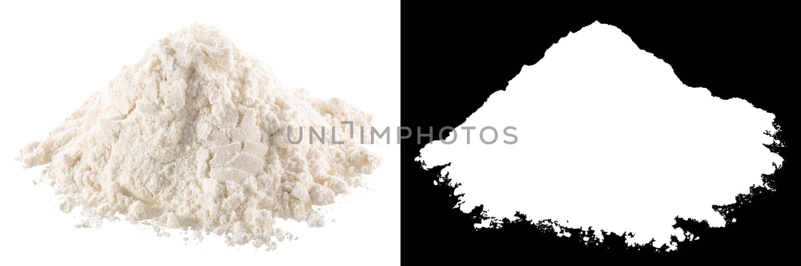 Pile of wheat flour isolated with mask
