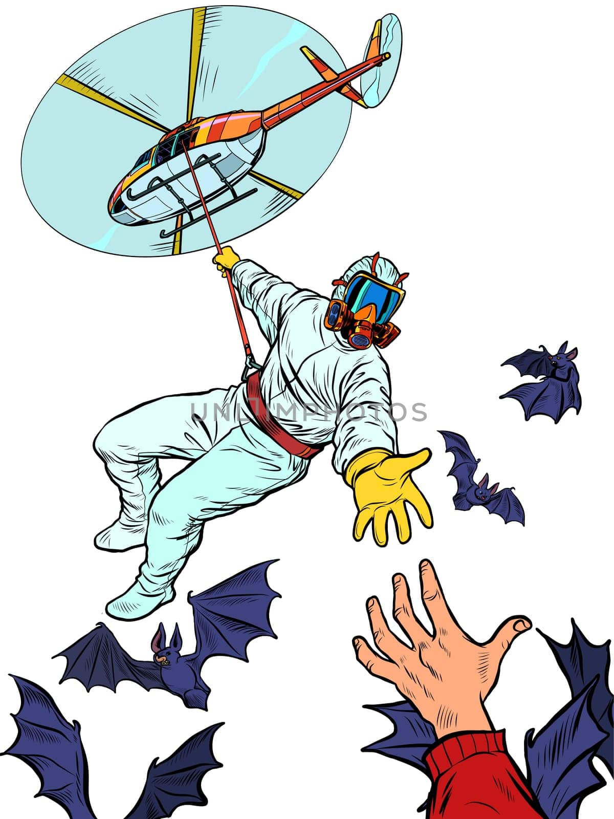 wild animals bats are vectors of infection, the risk of an epidemic. Pop art retro vector illustration kitsch vintage 50s 60s style