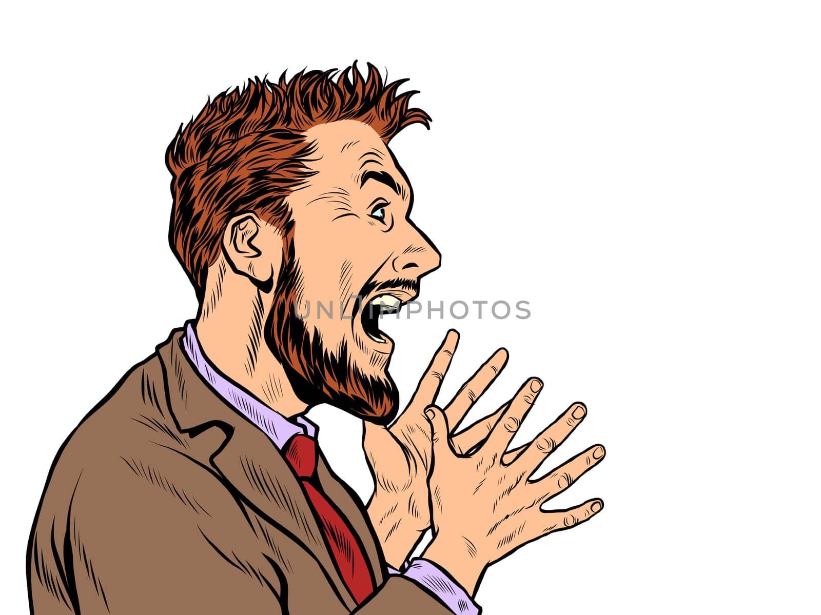 Emotional man screaming. Pop art retro vector illustration vintage kitsch 50s 60s style