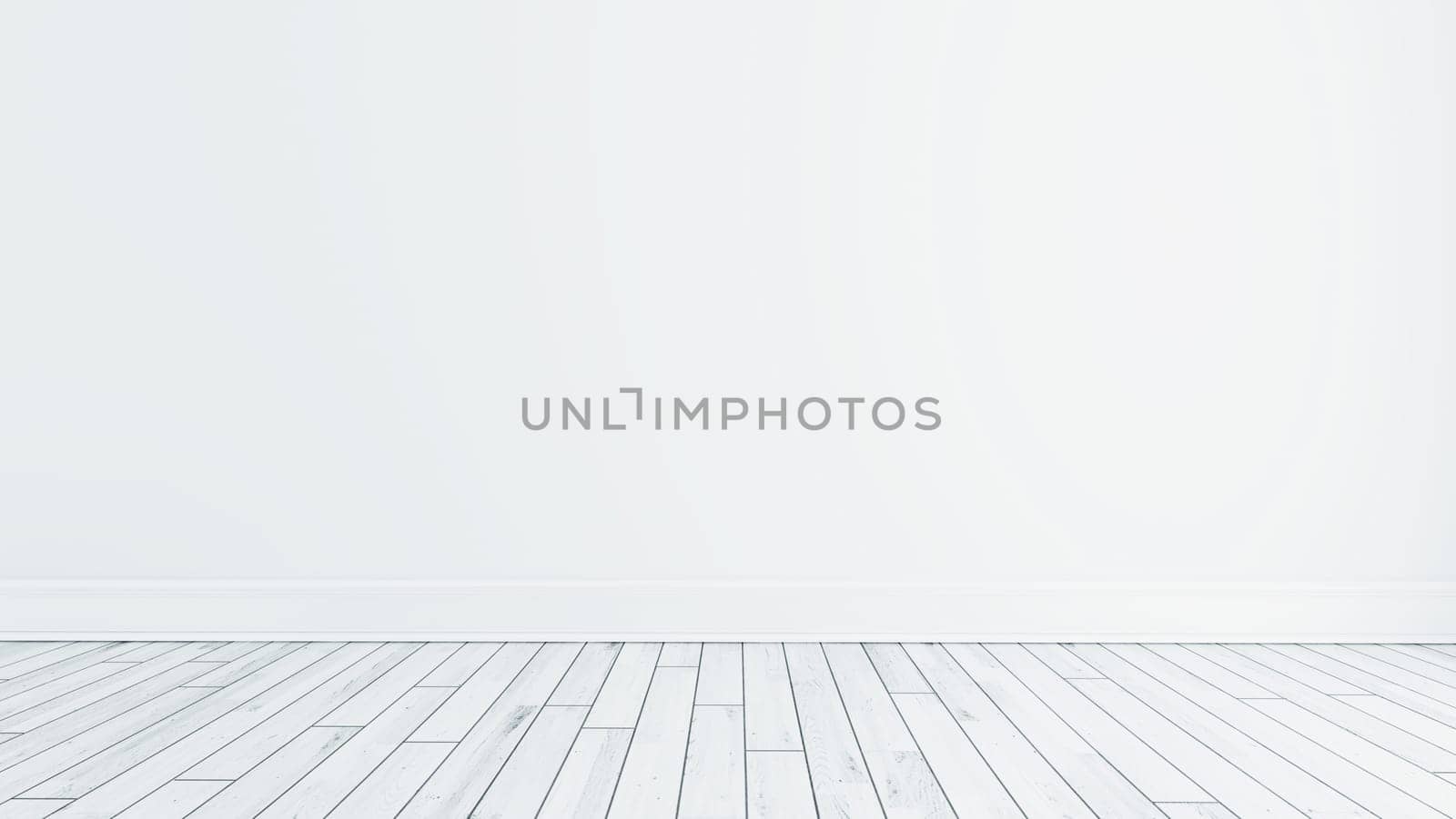 Modern empty room with white wall and parquet floor interior.3D rendering