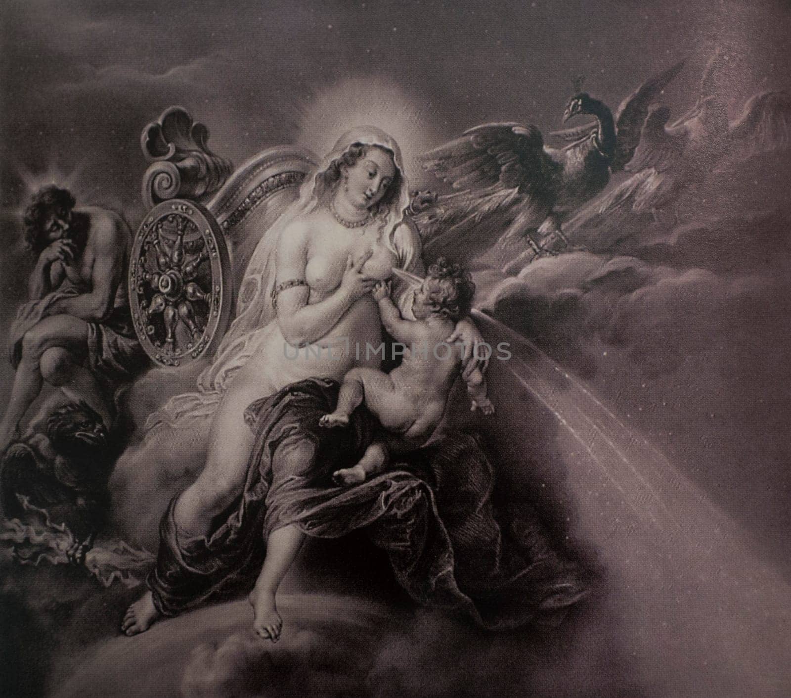 The Birth of the Milky Way, painted by Rubens in 1636. Engraved by Cayetano Rodriguez. Museo del Prado, Madrid