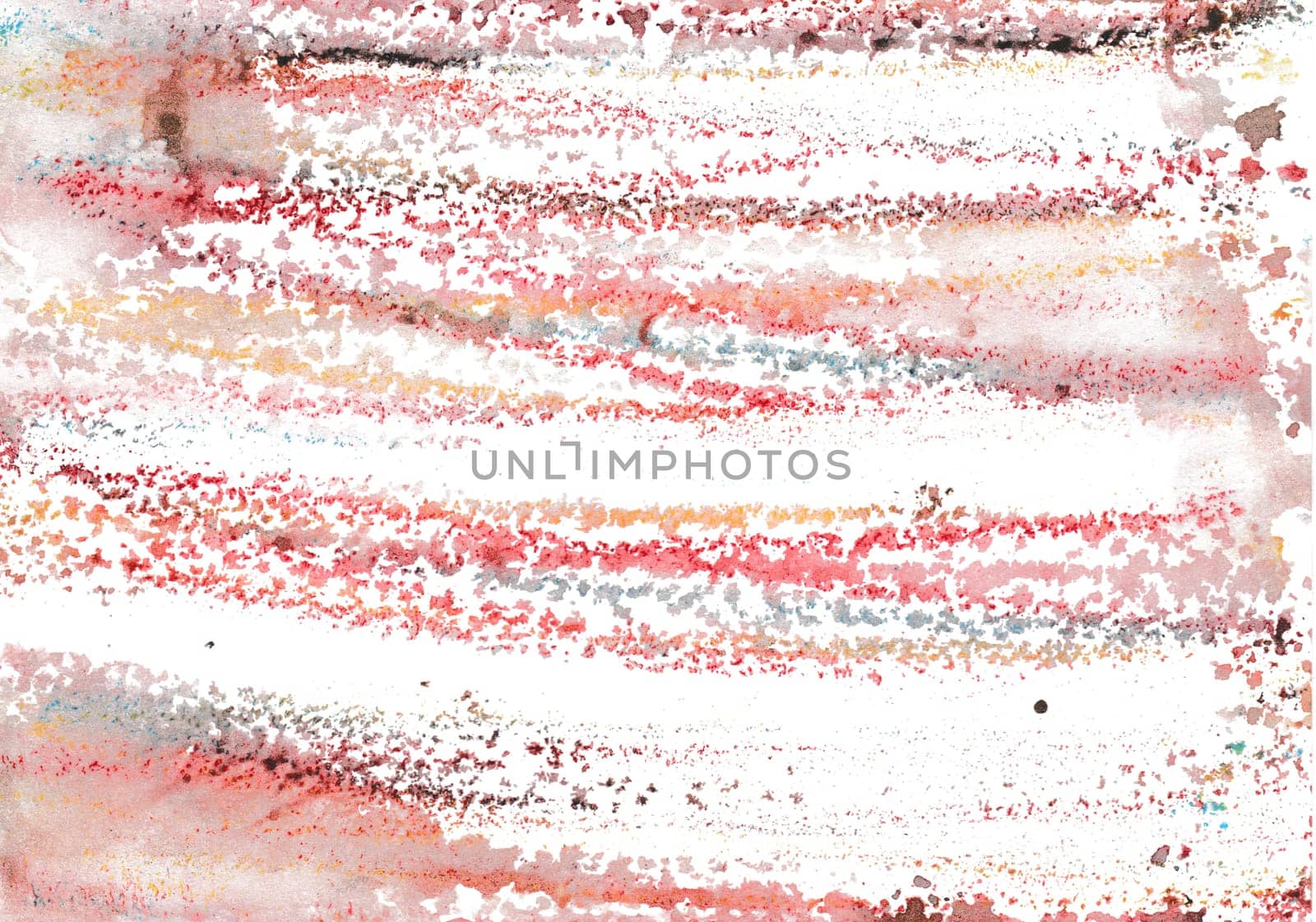 With wax chalk crayons handpaintet watercolor wash background from the primary colors red, blue and yellow