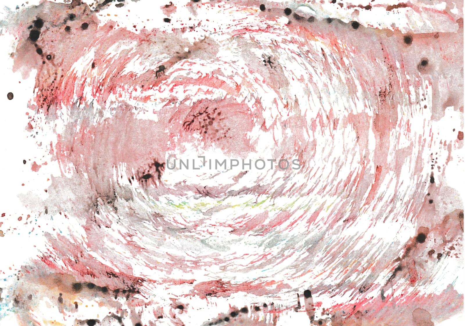 With wax chalk crayons handpaintet watercolor wash background from the primary colors red, blue and yellow