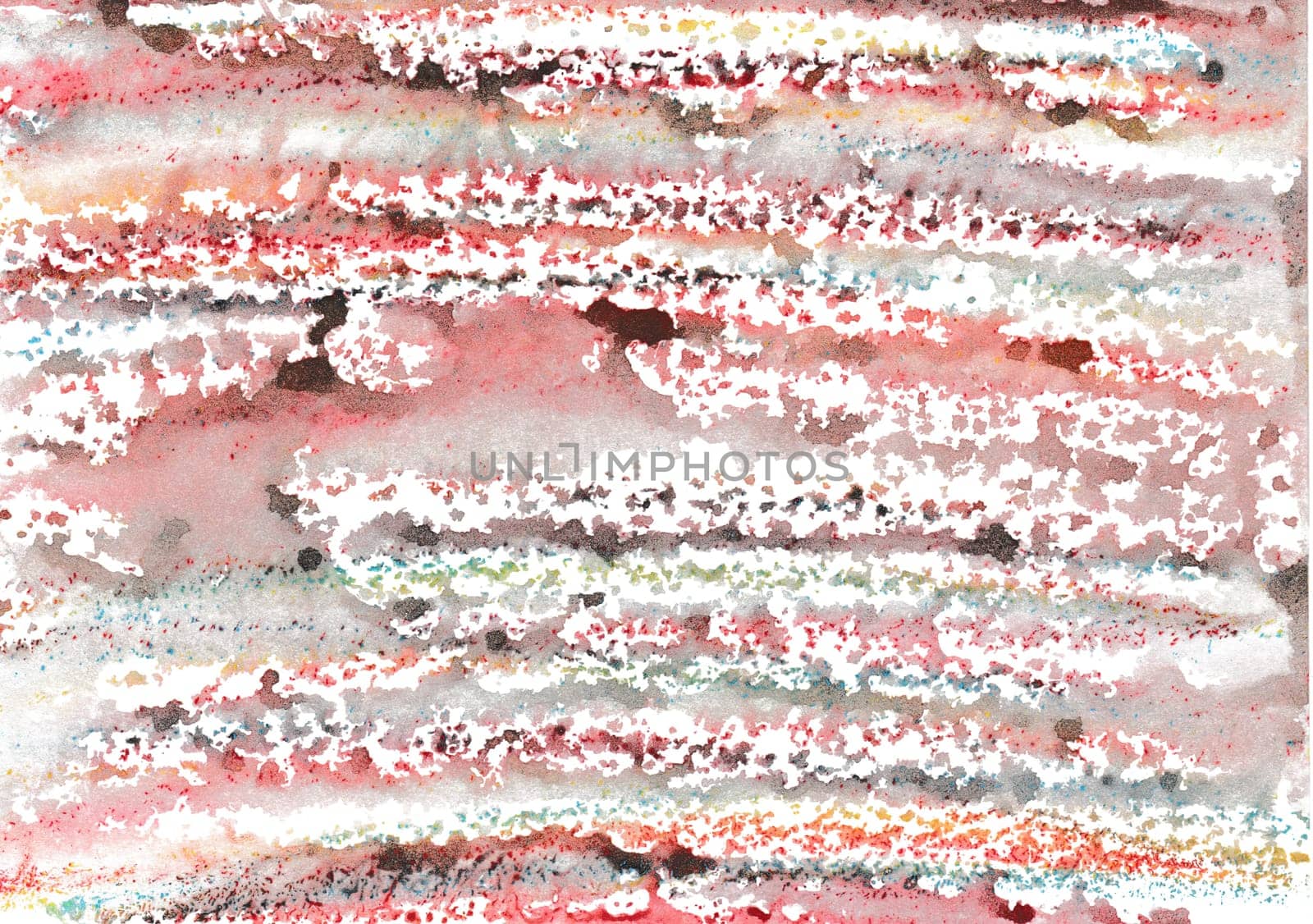 With wax chalk crayons handpaintet watercolor wash background from the primary colors red, blue and yellow