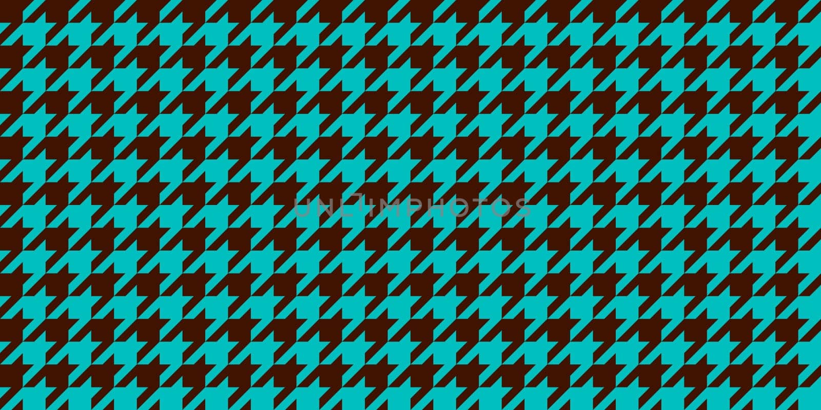 Turquoise Blue Brown Seamless Houndstooth Pattern Background. Traditional Arab Texture. Fabric Textile Material.