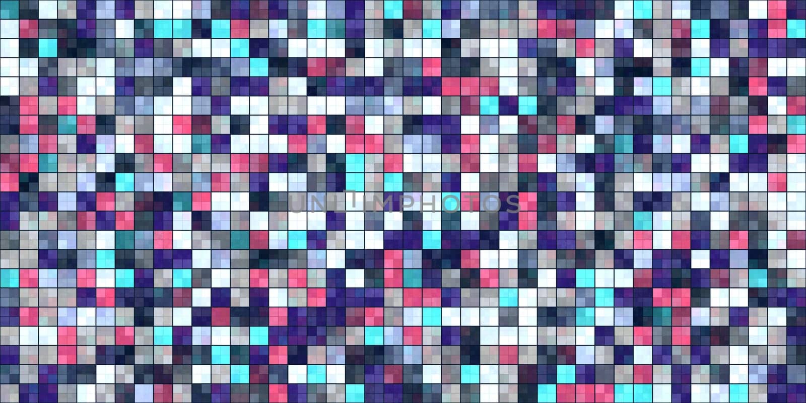 Lilac White Blue Tiling Colored Squares. Colorful mosaic texture. Bright filling geometric backdrop. Seamless Backgrounds.