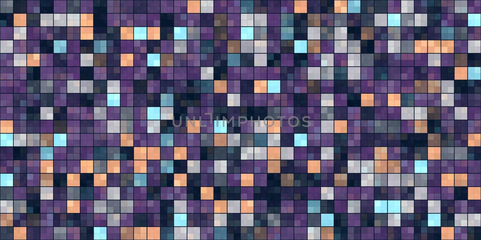 Lilac Yellow White Tiling Colored Squares. Colorful mosaic texture. Bright filling geometric backdrop. Seamless Backgrounds.