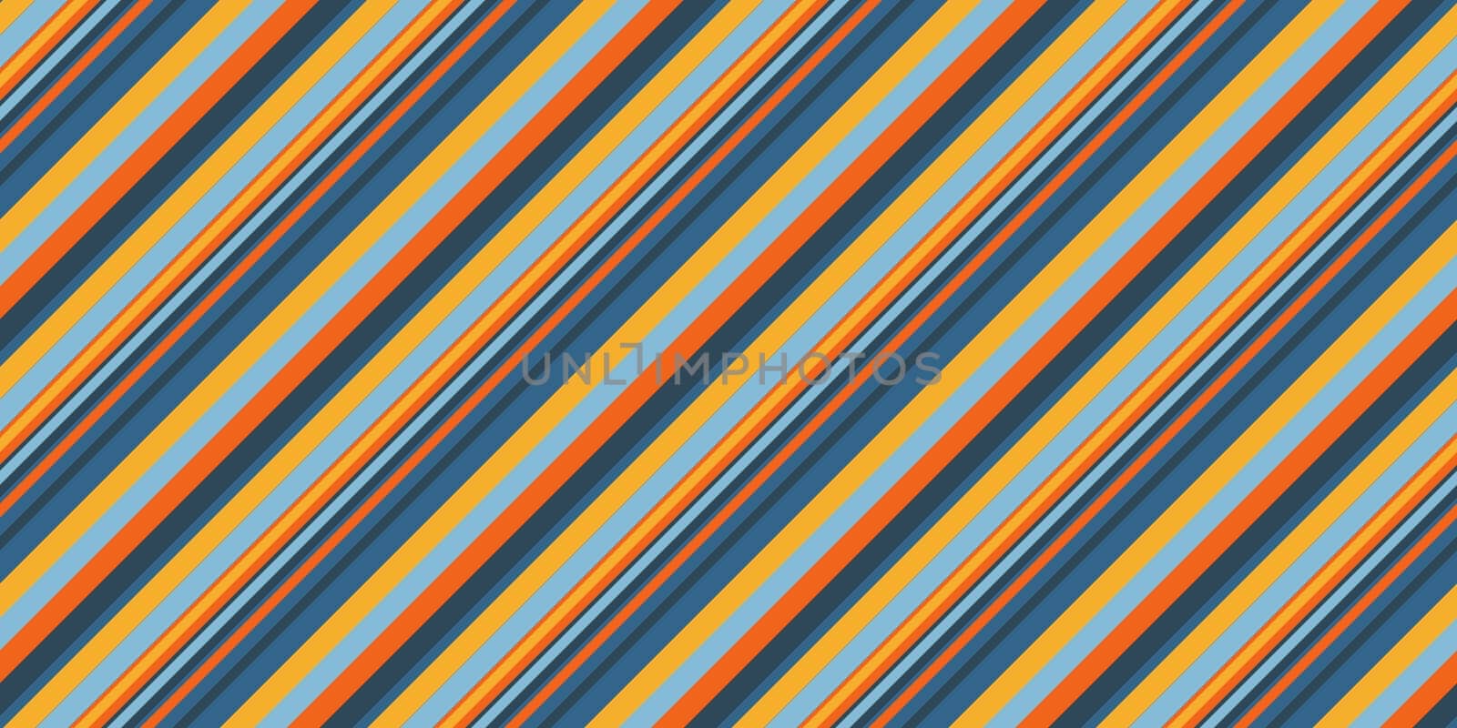 Indigo Orange Sky Blue Seamless Inclined Stripes Background. Modern Colors Sidelong Lines Texture. Vintage Style Stripe Backdrop.