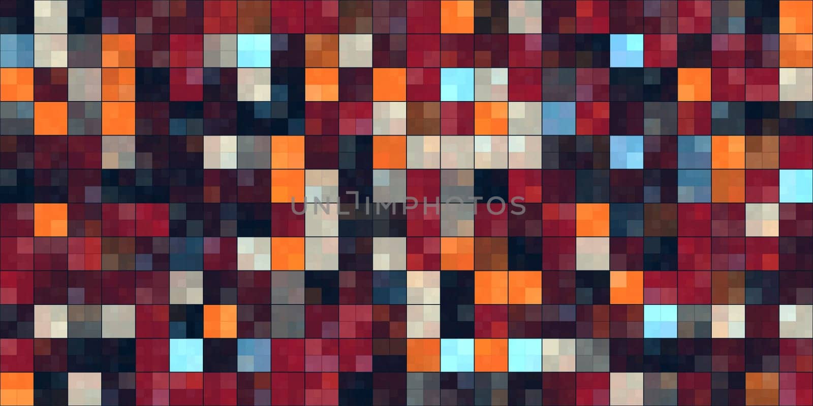 Burgundy Red Orange Tiling Colored Squares. Colorful mosaic texture. Bright filling geometric backdrop. Seamless Backgrounds.