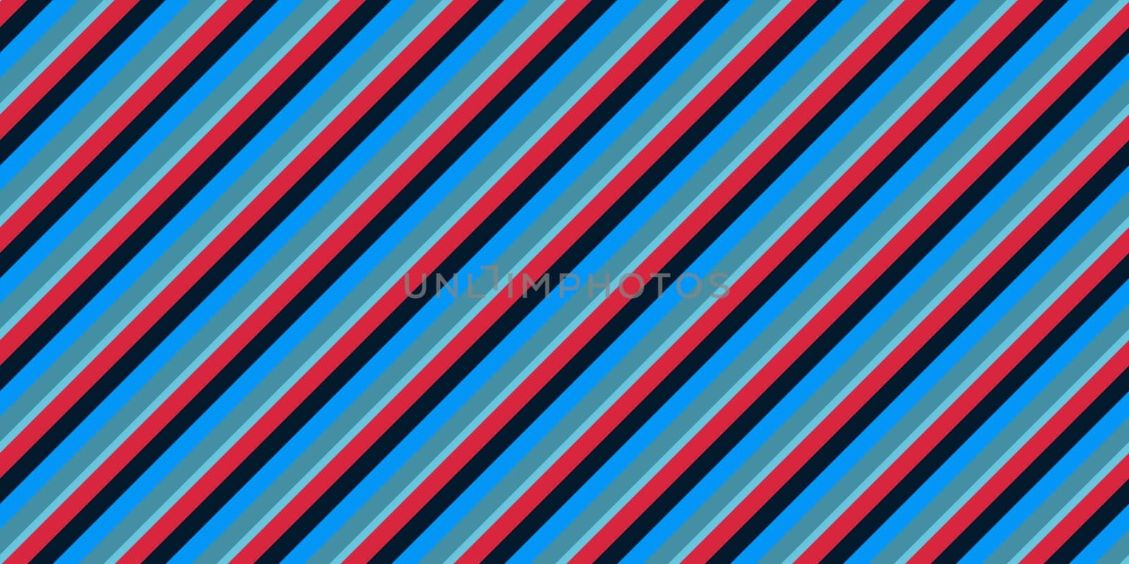 Blue Red Seamless Inclined Stripes Background. Modern Colors Sidelong Lines Texture. Vintage Style Stripe Backdrop.