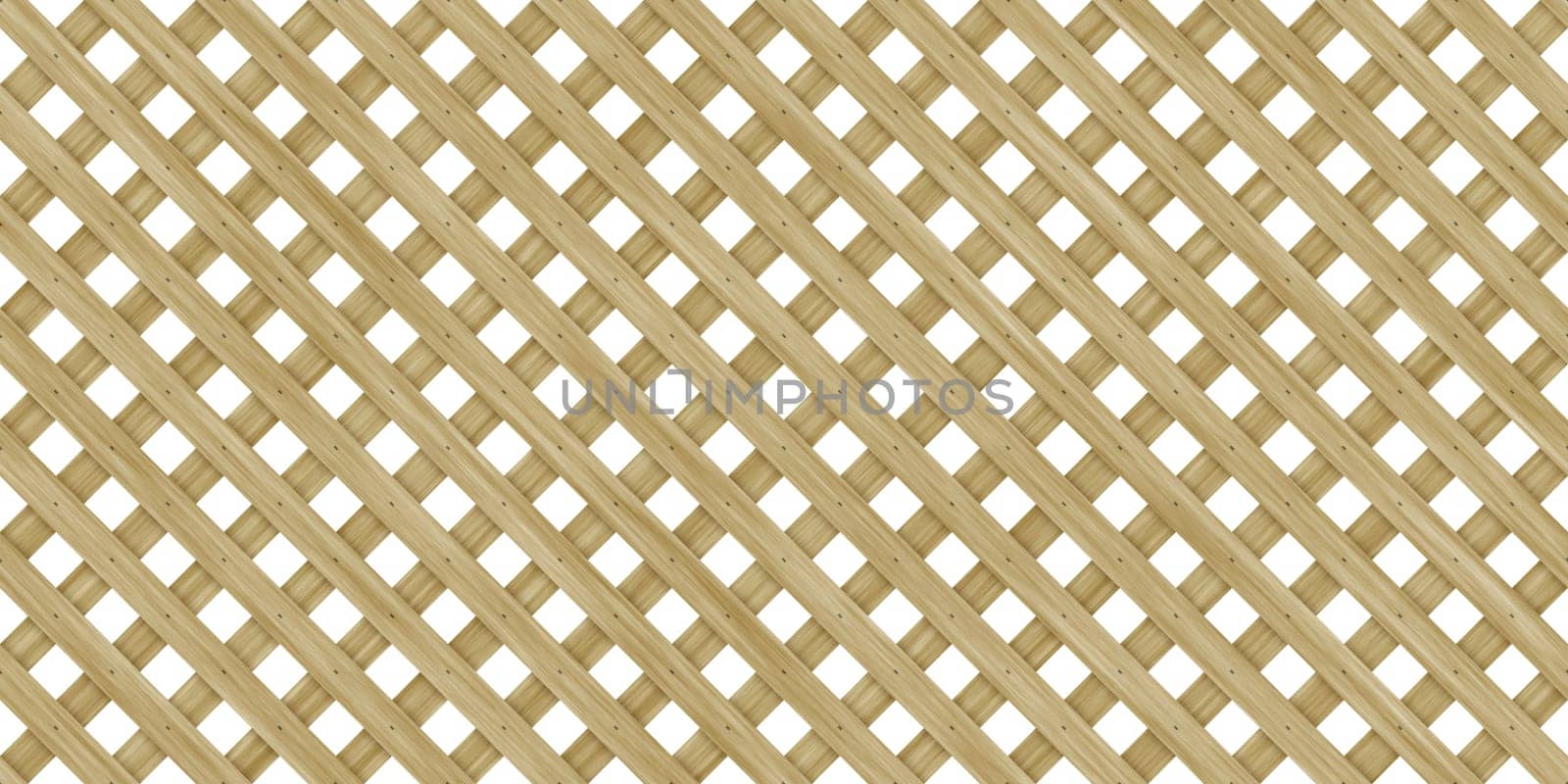 Seamless Wood Lattice Background. Diagonal Wooden Planks Fence Panel Texture. Decorative Outdoor Exterior Backdrop.