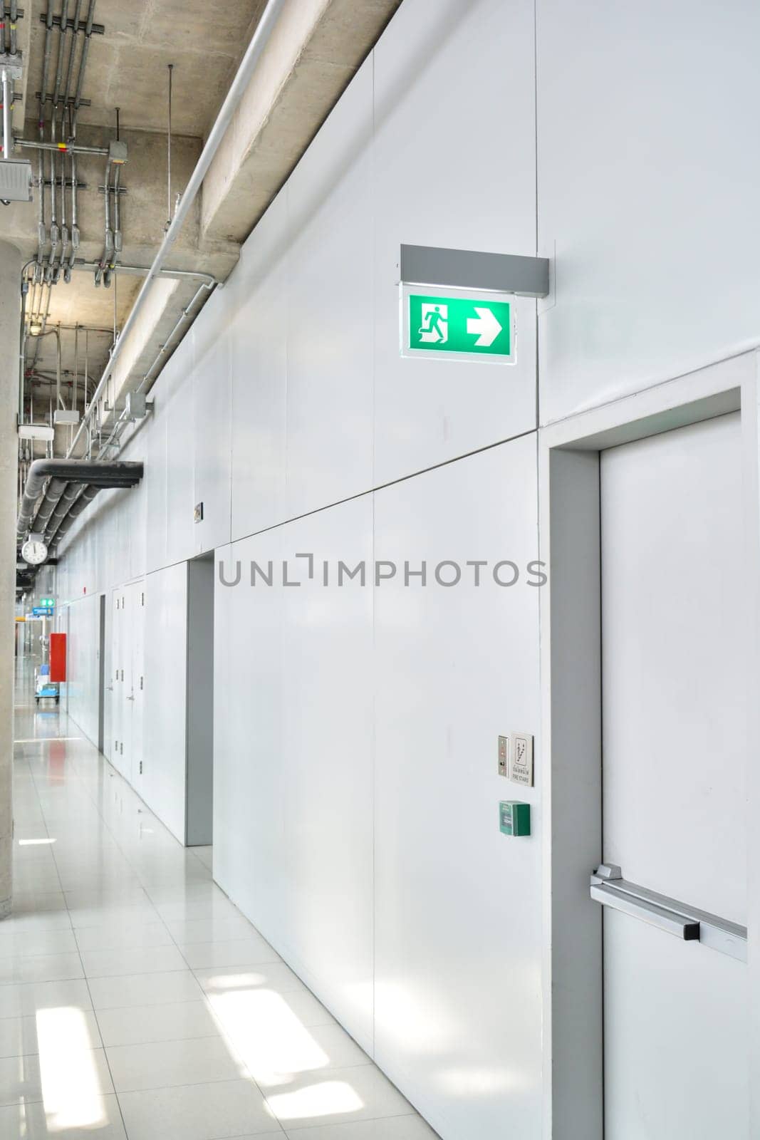 Fire exit sign in factory