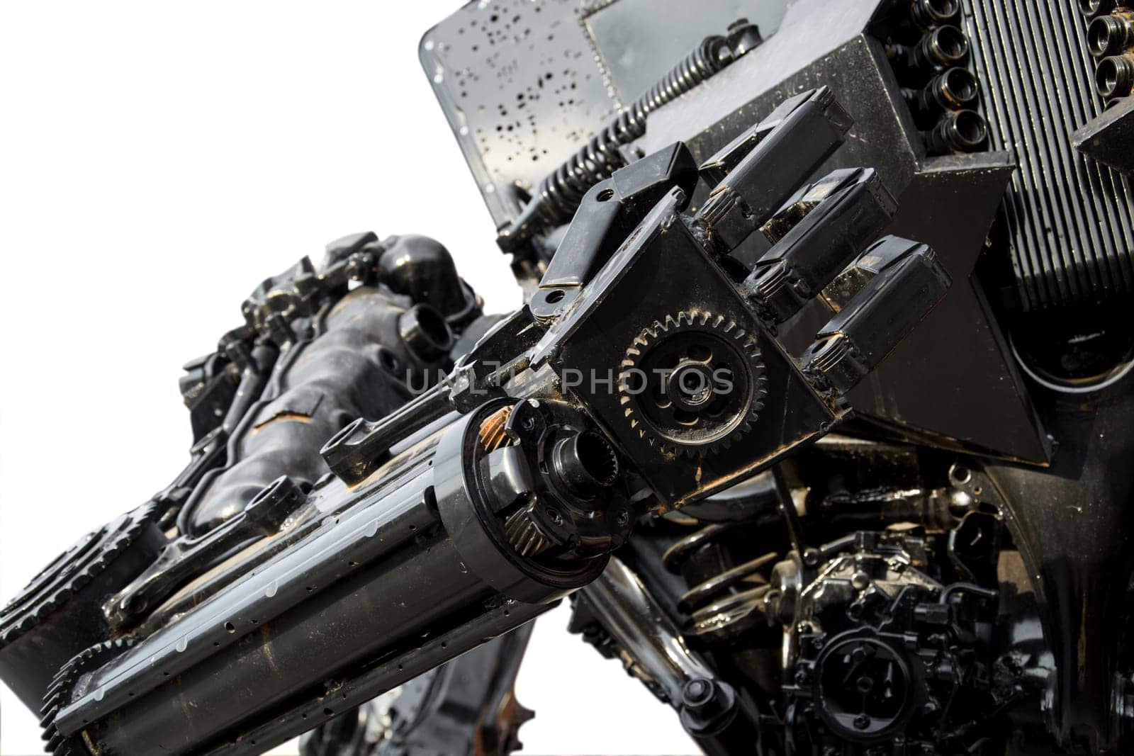 Hand of Metallic cyber or robot made from Mechanical ratchets
