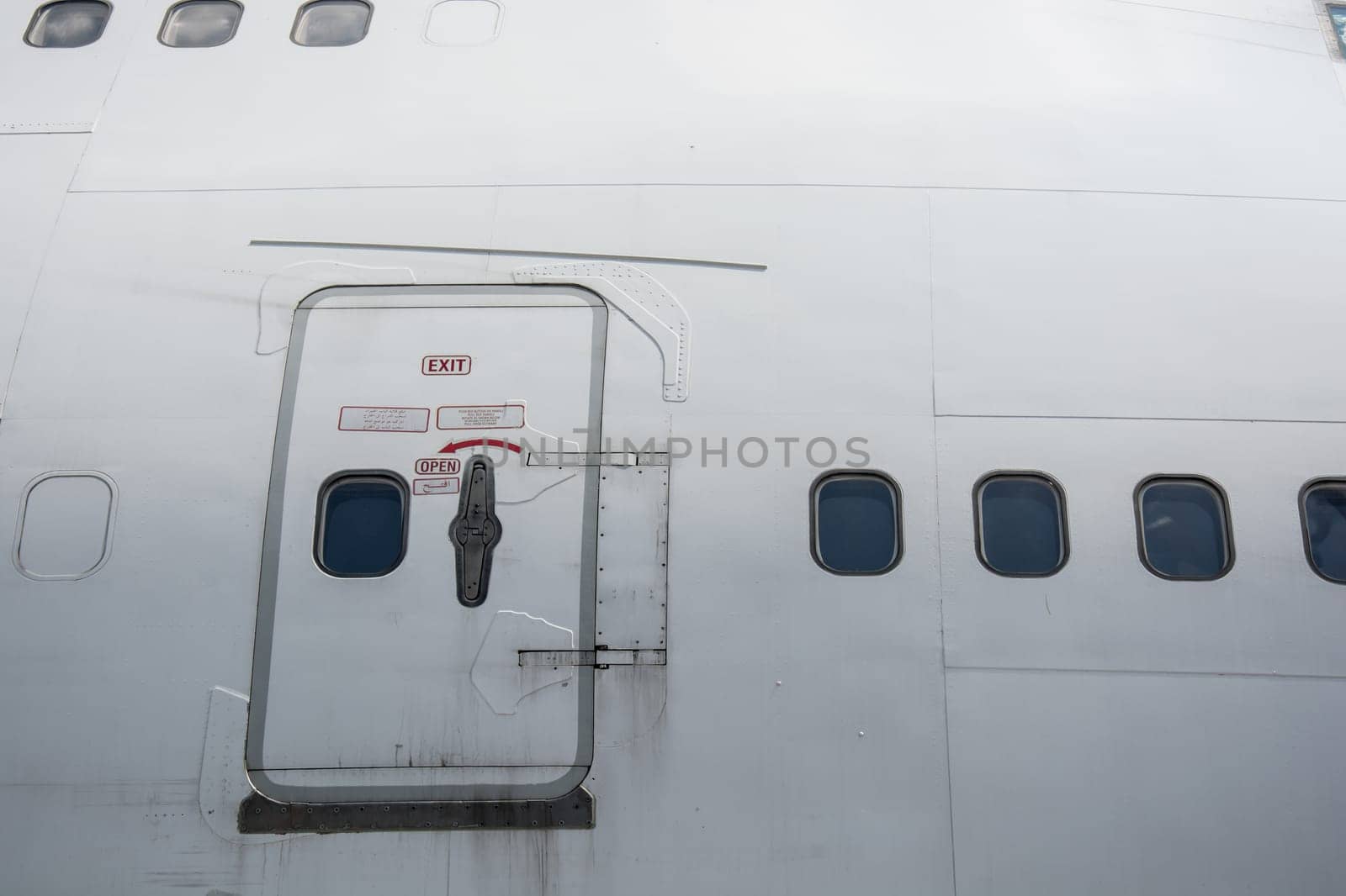Emergency door exit on the plane