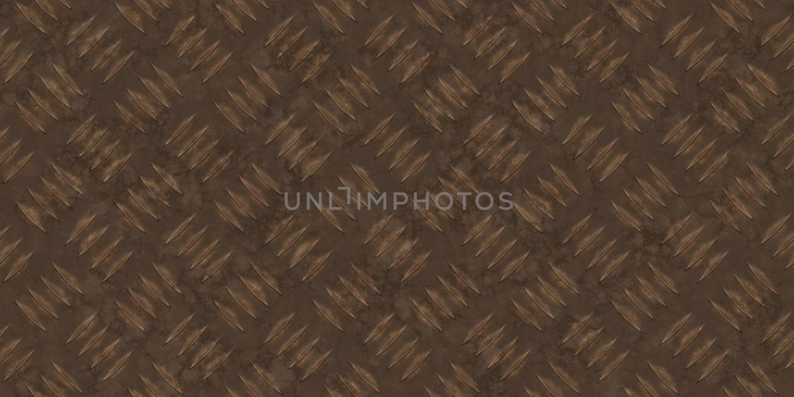 Seamless rusty metallic diamond plate pattern surface. Dirty steel floor pattern texture.