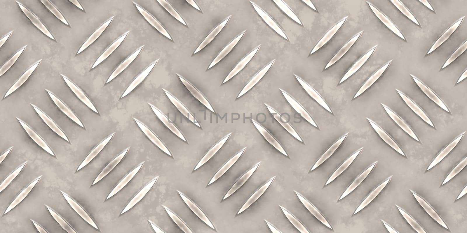 Seamless white metallic diamond plate pattern surface. Dirty steel floor pattern texture.