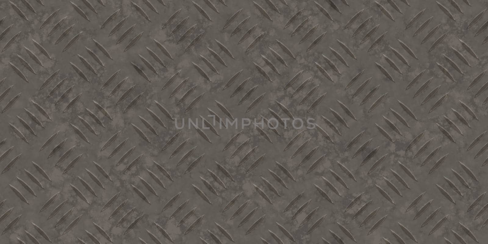 Seamless dark metallic diamond plate pattern surface. Dirty steel floor pattern texture.