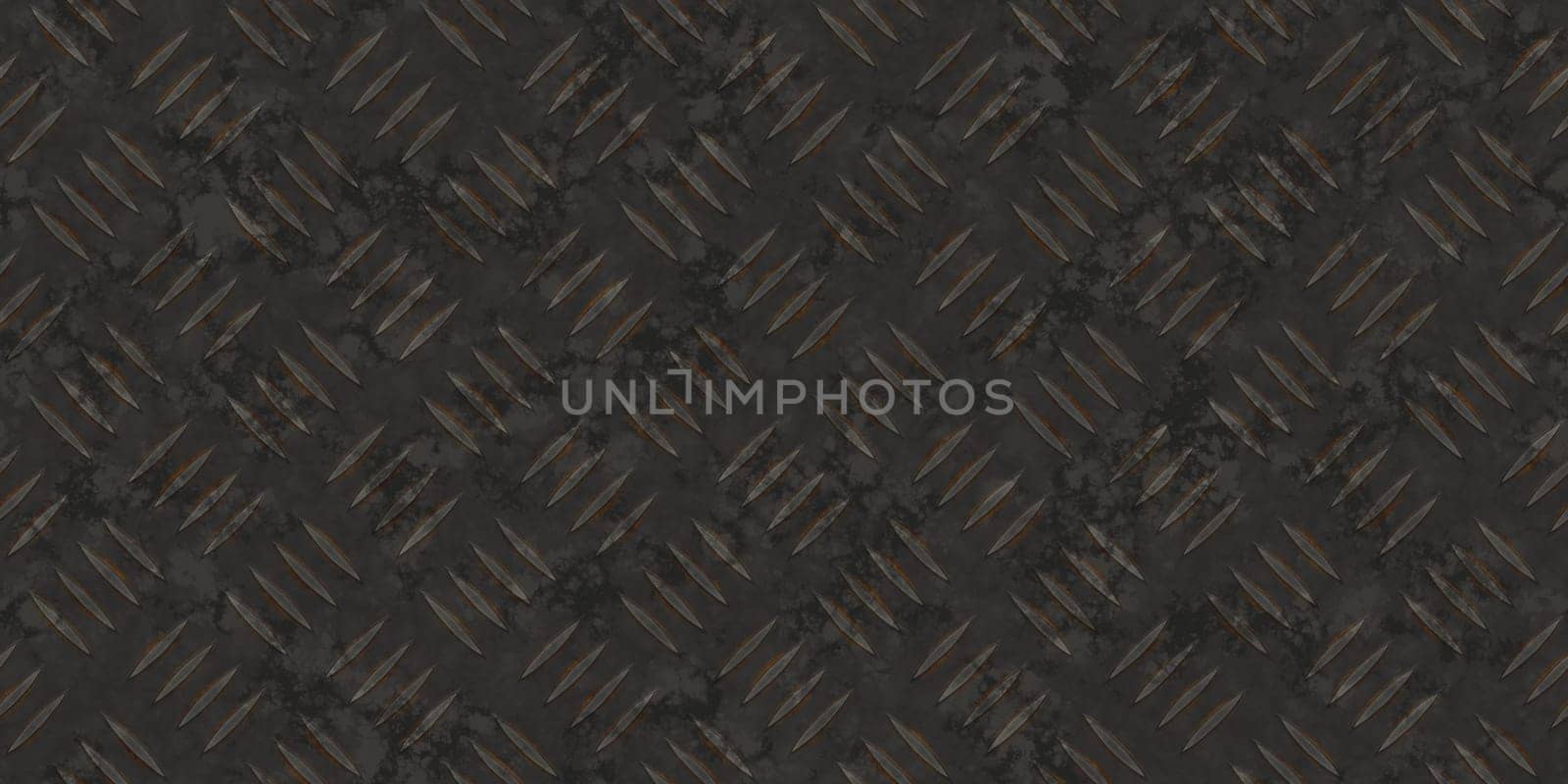 Seamless metallic diamond plate pattern surface. Dirty steel floor pattern texture.