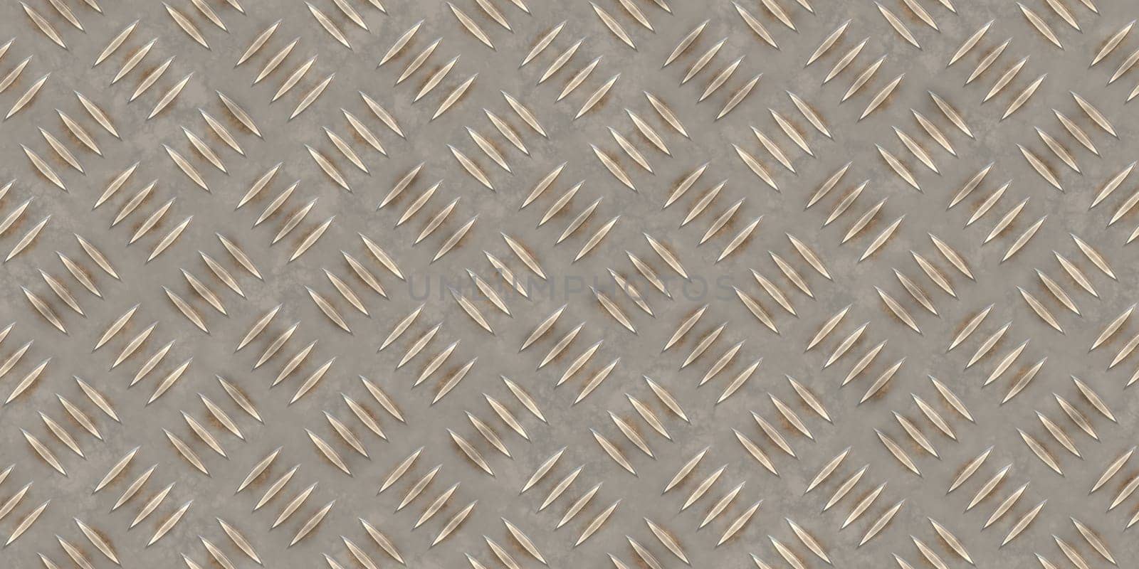 Seamless metallic diamond plate pattern surface. Dirty steel floor pattern texture.