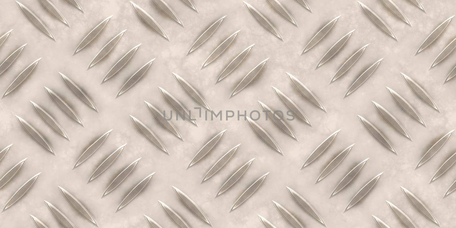 Seamless metallic diamond plate pattern surface. Dirty steel floor pattern texture.