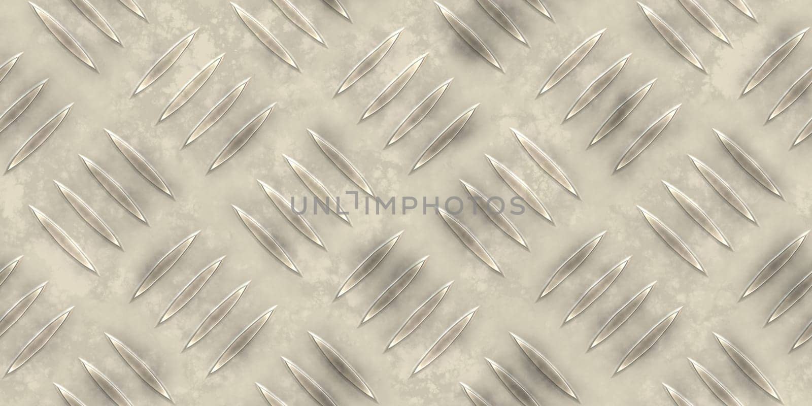 Seamless metallic diamond plate pattern surface. Dirty steel floor pattern texture.