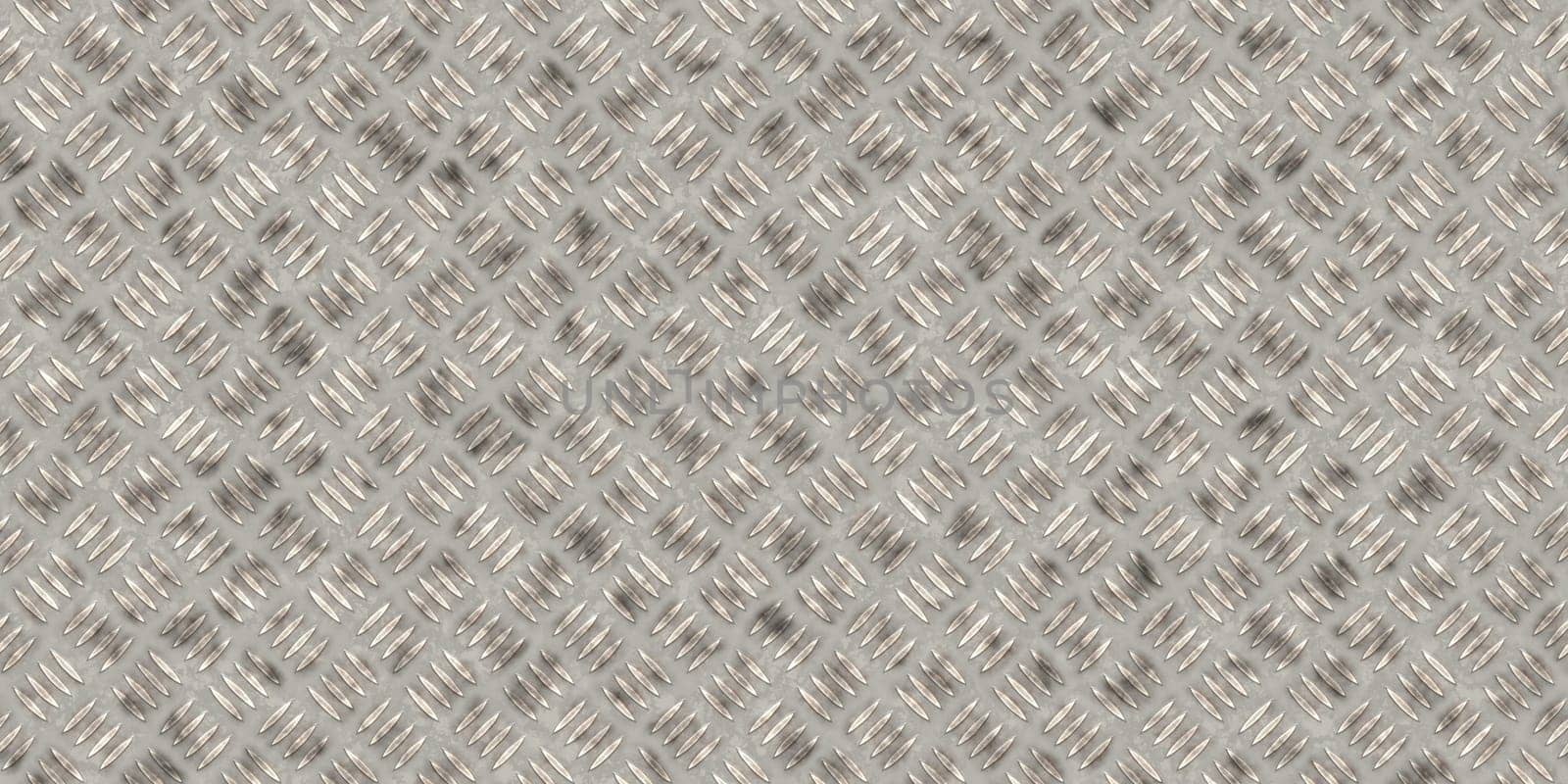 Seamless metallic diamond plate pattern surface. Dirty steel floor pattern texture.