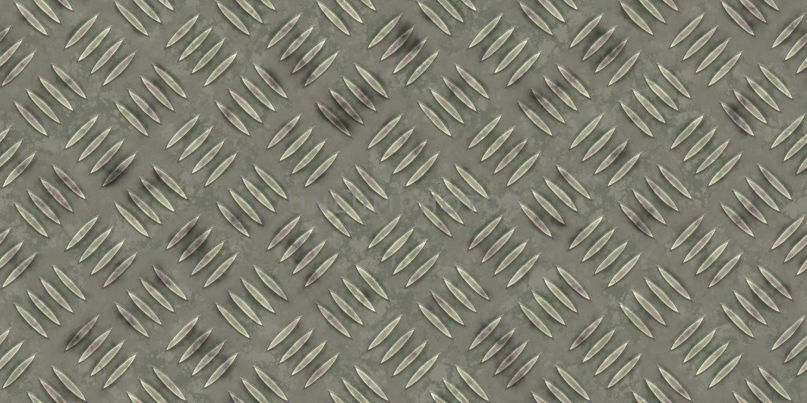 Seamless rusty military metallic diamond plate pattern surface. Dirty steel floor pattern texture.