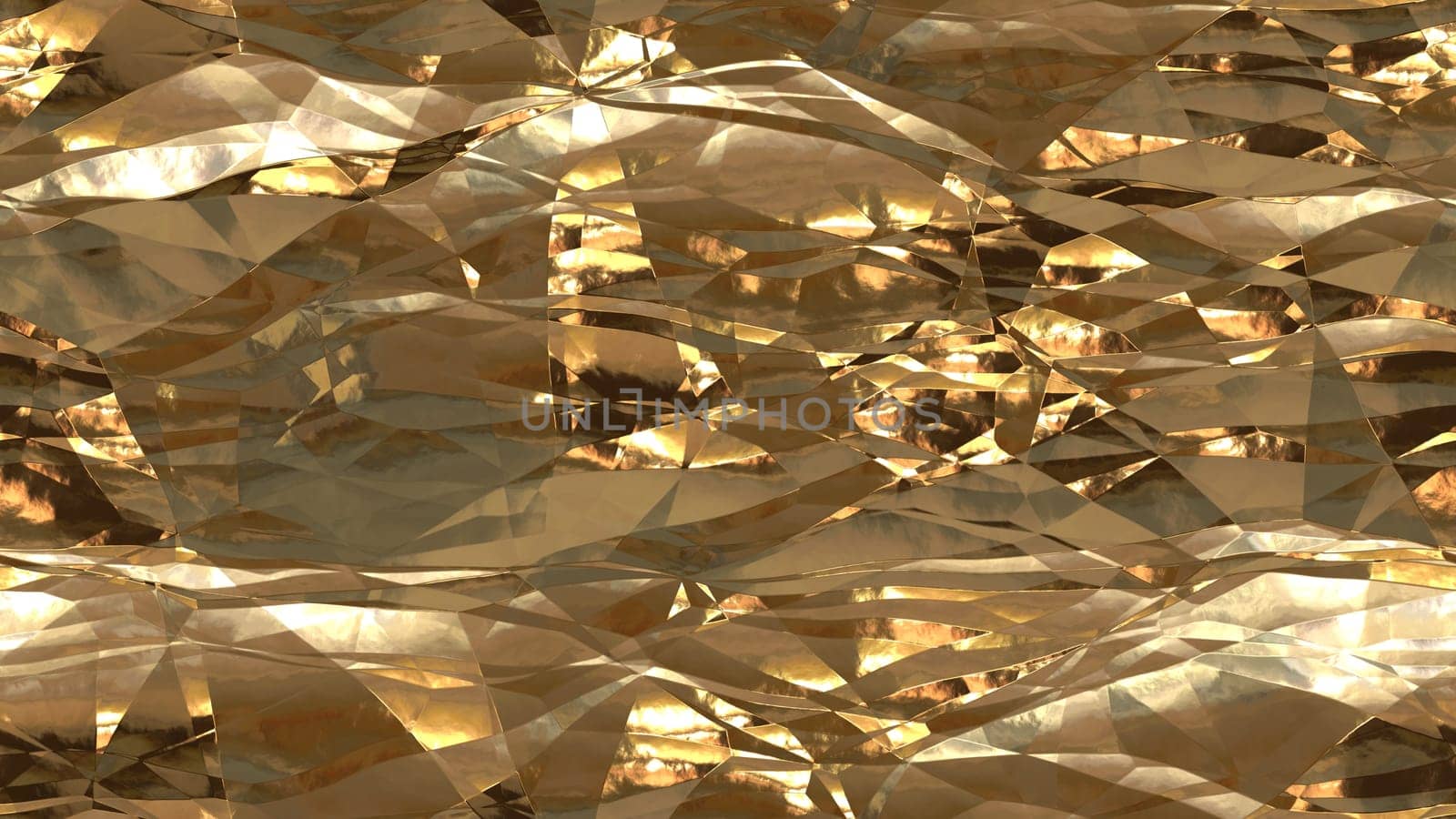 Bronze shiny crumpled metallic foil seamless background texture surface.