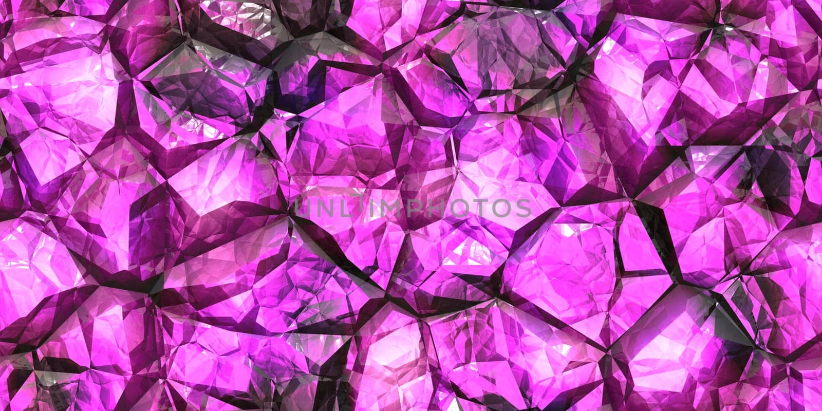 Pink crystal gem wall background. Gemstone seamless pattern. Shiny colors rock stone texture.