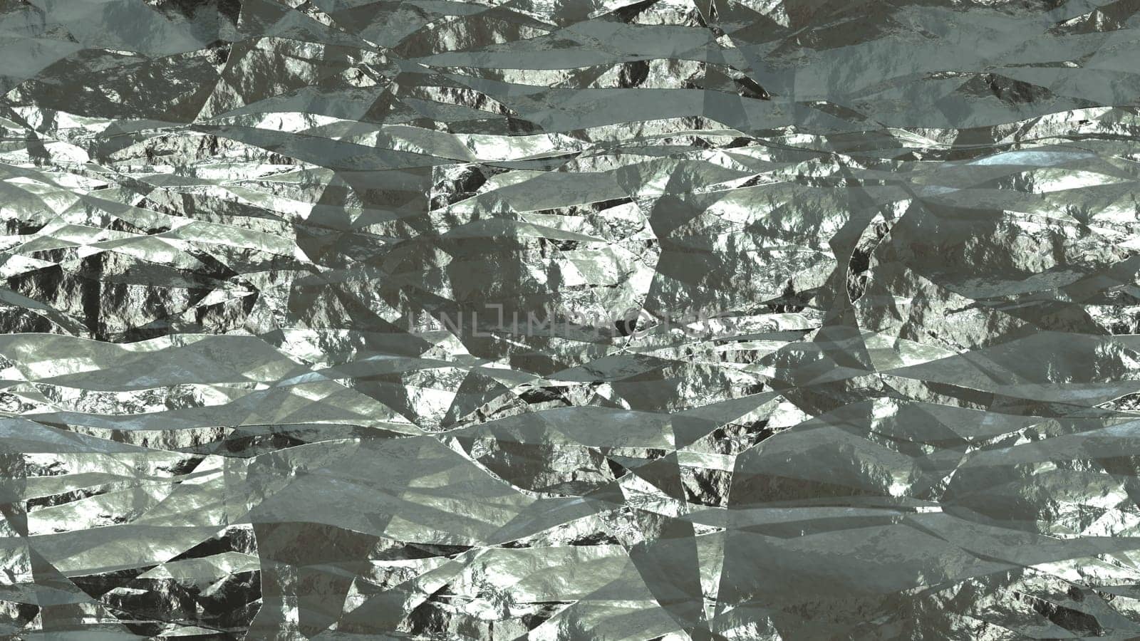 Silver shiny crumpled metallic foil seamless background texture surface.